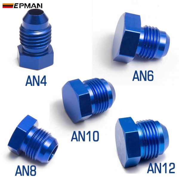 10-Piece AN Flare Fitting Cap Nut Set - 4AN 6AN 8AN 10AN 12AN Female Block Off Caps For Fuel/Oil Lines